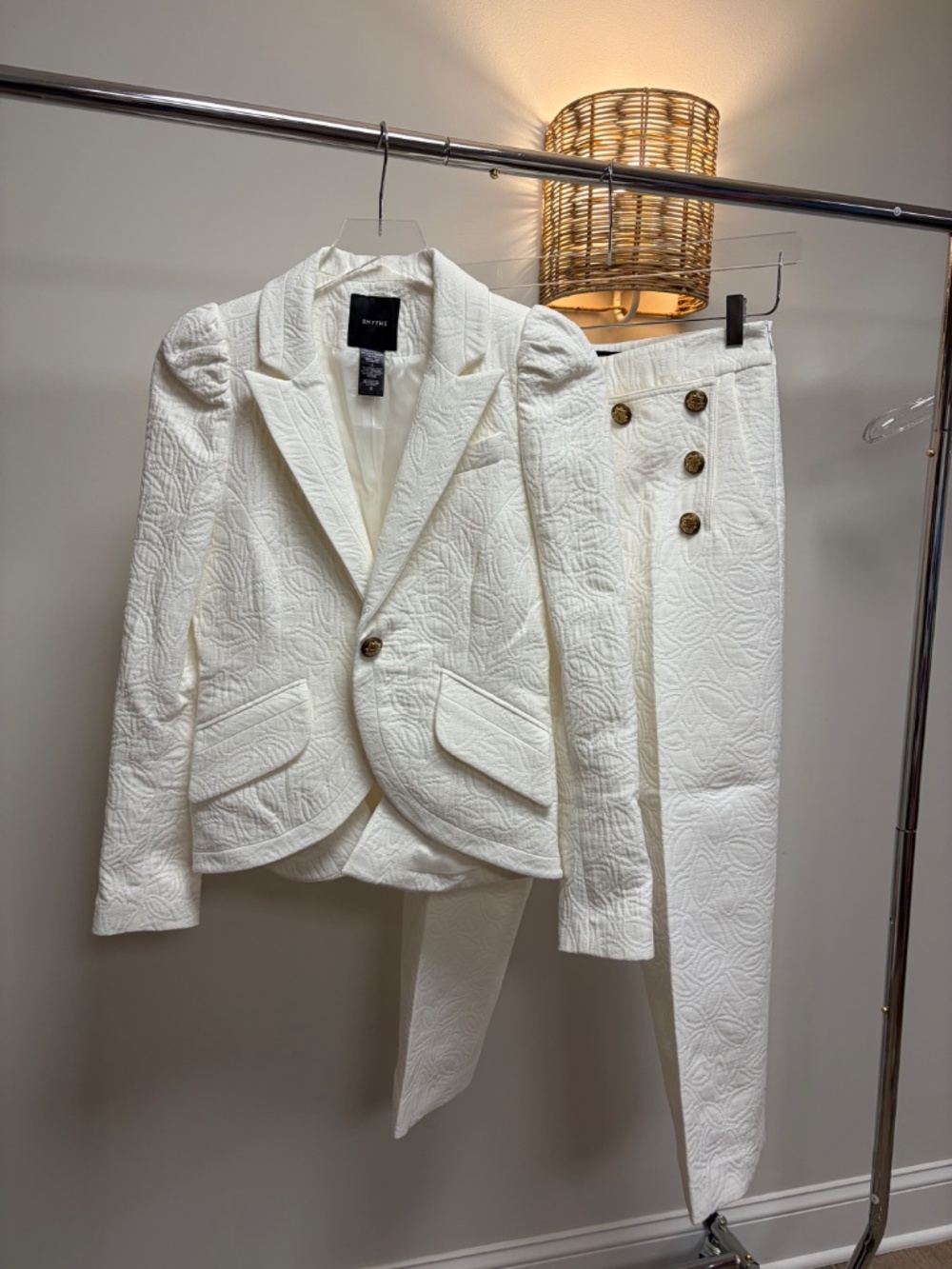 Smythe White Floral Matelassé Trousers — Matching Set - Picture 2 of 5